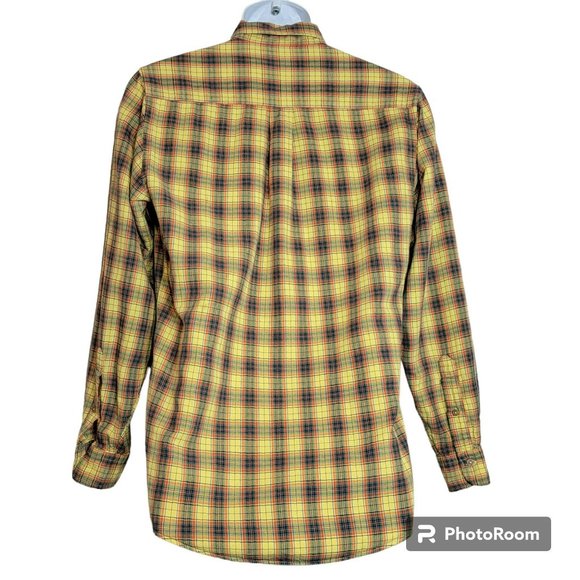 Red Coach Shop at Sakowitz Shirt, Men S, Yellow, Orange &Blue Plaid Flannel, EUC - Picture 2 of 10
